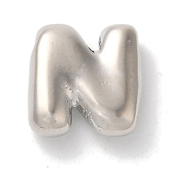 Letter N Brass Pendants, Long-Lasting Plated, Platinum, Letter N, 10x9.5x3.5mm, Hole: 1.4mm