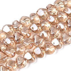 Фора Гальванизируйте прозрачное стекло бисер нитей, самородки, Топ пробуренной, оранжевые, 6.5x7.5x4.5~5 мм, отверстие : 0.8~1 мм, около 99~100 шт / нитка, 21.26~22.24 дюйм (54~56.5 см)