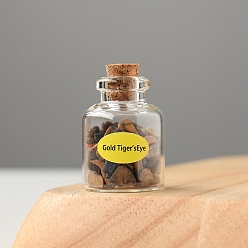 Tiger Eye Natural Tiger Eye Display Decorations, Reiki Energy Stone Chip Wishing Bottle, 20x30mm