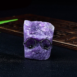 Аметист Натуральный аметист ёж скульптура витрина украшения, в очках, для домашнего офисного стола, 32x23x45 мм