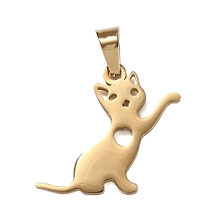 Cat Shape 304 подвески из нержавеющей стали, прелести животных, полированный, золотые, форма кошки, 15.5x24.5x1.5 мм, отверстие : 5.5x4 мм