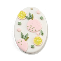 Oval Геометрическая форма с фруктами, подвески из полимерной глины ручной работы, овальные, 35x25x4.5 мм, отверстие : 1.8 мм