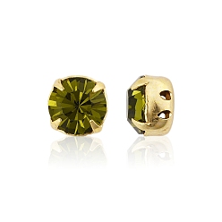 50230 Olivine Preciosa® maxima crystal в пришивной чашке, чешский хрусталь, с настройками латуни, 719 37 080 шатон (круглый), золотые, 50230 оливин, ss 34 (7.05~7.25 мм)