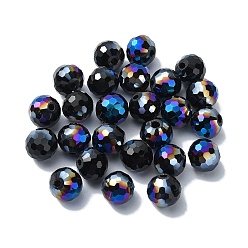 Черный Половина гальваническим стеклянные бусины, граненые круглые, чёрные, 8x7 мм, отверстие : 1.5 мм