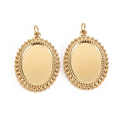 Настоящее золото 14K 304 Настройки кабошон из нержавеющей стали кулон, с прыжковых колец, овальные, реальный 14 k позолоченный, лоток : 14x10 мм, 21.5x15x2.5 мм, Перейти кольцо: 3.8x0.5 мм, 2.8 мм внутренним диаметром