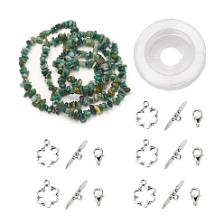 Jade DIY Bracelets Necklaces Jewelry Sets, Natural Africa Jade Chips Beads Strands, Toggle Clasps, Lobster Claw Clasps and Elastic Wire, 12.6x10.6x2.1cm