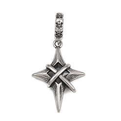 Черный Звезда 316 подвеска из хирургической нержавеющей стали с кубическим цирконием, античное серебро, чёрные, 36 мм