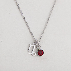 Козерог 304 ожерелья с подвеской в виде созвездия из нержавеющей стали со стразами из сиама, цвет нержавеющей стали, Козерог, 17.72 дюйм (45 см)