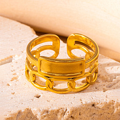 Золотой 201 манжетные кольца из нержавеющей стали с овальными звеньями, золотые, внутренний диаметр: 17 мм