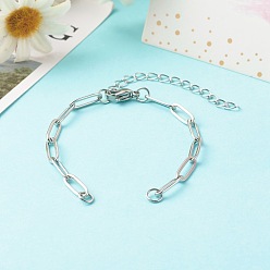 Stainless Steel Color 304 Stainless Steel Paperclip Chains Bracelet Making, with Lobster Claw Clasps, Stainless Steel Color, 5-3/4x1/8 inch(14.5x0.4cm)