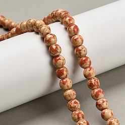 Сэнди Коричневый Синтетических нитей бирюзовые бусы, круглые, окрашенные, окрашеные, песчаный коричневый, 7.5~8 мм, отверстие : 1 мм, около 50 шт / нитка, 13.78'' (35 см)