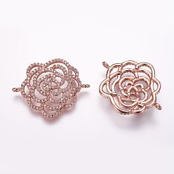 Roségold Messing Mikro ebnen Zirkonia Links, Blume, Roségold, 29x23x5 mm, Bohrung: 1 mm