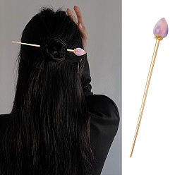 Mauve Cellulose Acetate(Resin) Hair Sticks, with Light Gold Alloy Pin, Mauve, 149x16mm
