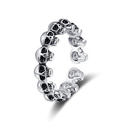 Античное Серебро Латунные открытые манжеты для пальцев для женщин и мужчин, череп, античное серебро, внутренний диаметр: регулируемый