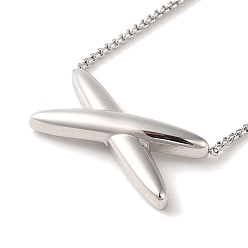 Нержавеющая Сталь Цвет Некорродирующее вакуумное покрытие 304 ожерелья из нержавеющей стали с коробчатой цепочкой, ожерелья с подвеской в виде буквы x, цвет нержавеющей стали, 16.77 дюйм (42.6 см)