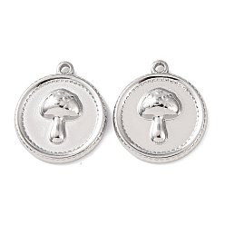 Гриб 304 подвески из нержавеющей стали, плоско-круглые, цвет нержавеющей стали, гриб, 17.5x15x3 мм, отверстие : 1.4 мм