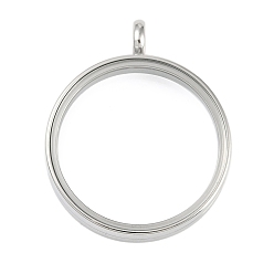 Нержавеющая Сталь Цвет 304 подвески-медальоны из нержавеющей стали, со стеклом, плоский круглый шарм, цвет нержавеющей стали, 36x29x6 мм, отверстие : 5 мм