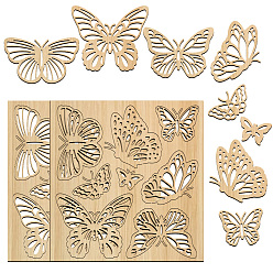 Бабочка Древесно-стружечные плиты, товары для рукоделия из дерева, бабочка, 15.2x14.5x0.2 см, 2 шт / комплект