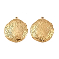 Настоящее золото 18K 304 подвески из нержавеющей стали, плоские круглые с цветком, без кадмия, без никеля и без свинца, ионное покрытие (ip), реальный 18 k позолоченный, 30x26.5x3 мм, отверстие : 1.4 мм