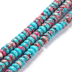 Turquoise Synthetic Turquoise Beads Strands, Dyed, Rondelle, Turquoise, 8x5mm, Hole: 0.7mm, about 80~84pcs/strand, 15.94~16.14 inch(40.5~41cm)