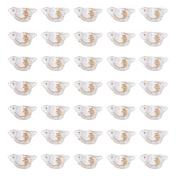 Прозрачный 50 шт прозрачные акриловые бусины, золотой металл обвитыми, птица, прозрачные, 20x10x6 мм, отверстие : 1.6 мм