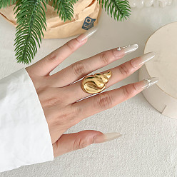 Shell Shape 304 палец кольца из нержавеющей стали, золотые, формы раковины, внутренний диаметр: регулируемый