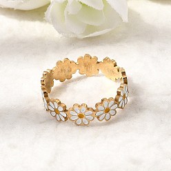 Золотой Цветок 201 кольца из нержавеющей стали с эмалью, золотые, 6 мм, внутренний диаметр: 17 мм