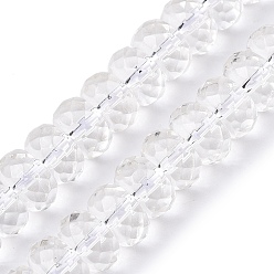 Прозрачный Прозрачные стеклянные бусины, граненые, рондель, прозрачные, 10x5.5 мм, отверстие : 1.2~1.4 мм, около 65~66 шт / нитка, 14.96~15.16 дюйм (38~38.5 см)
