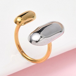 Oval 304 открытые кольца-манжеты из нержавеющей стали для женщин, золотые и нержавеющая сталь цвет, овальные, 24.5 мм, внутренний диаметр: 18 мм