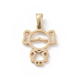 Golden PVD-Vakuumbeschichtung 304 Anhänger aus Edelstahl, Laserschnitt, hohl, Mädchen Charme, golden, 18.5x14.5x1.5 mm, Bohrung: 2.5x5.5 mm