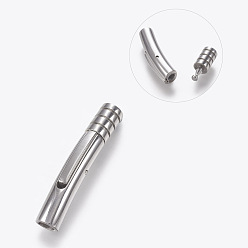 Stainless Steel Color Tarnish Resistant 304 Stainless Steel Bayonet Clasps, Stainless Steel Color, 29x5mm, Hole: 3mm