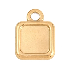 Квадрат 304 Настройки кабошон из нержавеющей стали кулон, золотые, квадратный, 18.5x14x2.5 мм, отверстие : 2.5 мм