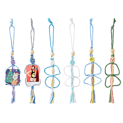 (52) Непрозрачная лаванда 6 шт. 6 Цветы, цветы, поликоттон, подвеска для автомобиля, фото украшения, с деревянными шариками, разноцветные, 343x80x17 мм, 1 шт / цвет