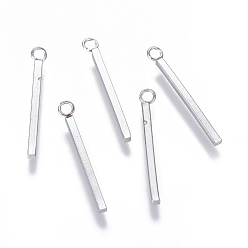 Stainless Steel Color Non-Tarnish 304 Stainless Steel Pendants, Rectangle, Stainless Steel Color, 23x1.5x1.5mm, Hole: 1.8mm