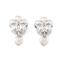 Платина Латунные бусины, без кадмия, без никеля и без свинца, цветок с сердцем, платина, 14x8x4.5 мм, отверстие : 1.2 мм