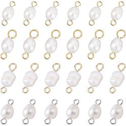 (52) Непрозрачная лаванда 40шт 4 стиль натуральный культивированный пресноводный жемчуг бусины звенья разъемы, с 304 штифтом из нержавеющей стали, золотые, разноцветные, 10 шт / стиль