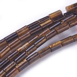 Тигровый глаз Природных тигровый глаз бисер нитей, колонка, 4x2.2 мм, отверстие : 0.8 мм, около 99 шт / нитка, 15.7 дюйм (40 см)