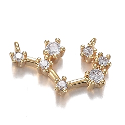 Стрелец Кулоны из латуни с прозрачным фианитом, долговечный, реальный 18 k позолоченный, созвездий, прозрачные, Стрелец, 8.5x15x2.5 мм, отверстие : 0.7 мм