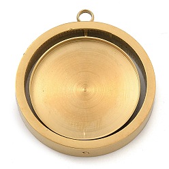 Настоящее золото 18K 304 Настройки кабошон из нержавеющей стали кулон, реальный 18 k позолоченный, 29x26x4.5 мм, отверстие : 2.5 мм, лоток : 20 мм