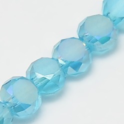 Темно-Голубой Граненый плоские круглые AB Цвет покрытием матового кристалл бисер пряди, глубокое синее небо, 4x3 мм, отверстие : 1 мм, около 99 шт / нитка, 13.9 дюйм