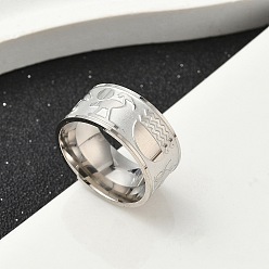 Нержавеющая Сталь Цвет 304 кольца для пальцев из нержавеющей стали для женщин, анкх крест глаз Гора, цвет нержавеющей стали, 10 мм, внутренний диаметр: 18 мм