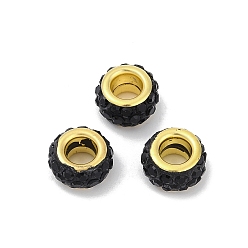 Черный Сплав горный хрусталь глина паве бусины, рондель, чёрные, 11.5x6.5 мм, отверстие : 5 мм