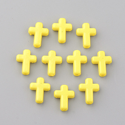 Желтый Непрозрачные акриловые бусины, крестик, желтые, 16x12x4.5 мм, около 1230 шт / 500 г