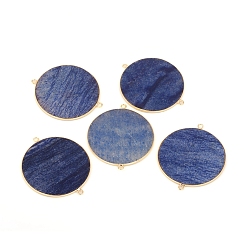 Содалитовое Соединители звеньев из природного содалита, с фурнитурой латунной золотого тона, плоско-круглые, 45~48x39~41.5x1.5~2.2 мм, отверстие : 1.5 мм