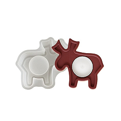 Олень Силиконовые формы для подставок на Рождество своими руками, формы для подсвечников, формы для литья гипсовой смолы, олень, 108x113x26 мм, внутренний диаметр: 39 мм