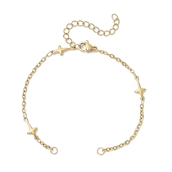 Золотой 304 изготовление браслетов из нержавеющей стали с поперечными связями, крестик, золотые, 6-1/2 дюйм (16.6 см)