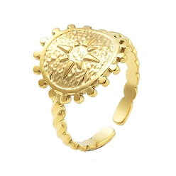 Солнце Открытые манжеты из нержавеющей стали из натуральной 18k позолоченной 304 для женщин, солнце, 16 мм, внутренний диаметр: регулируемый