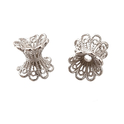 Платинированный 925 шарики стерлингового серебра, цветок, Реальная платина, 6x5.4x4 мм, отверстие : 1 мм