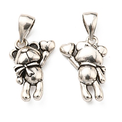 Античное Серебро Стойки обшивки латунные подвески, без свинца и без кадмия, долговечный, мишка с сердечком, античное серебро, 15x10.5x4 мм, отверстие : 5.7x3 мм