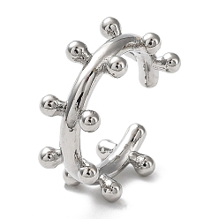 Платина Латунные круглые открытые манжеты с бусинами для женщин, без свинца и без кадмия, долговечный, платина, внутренний диаметр: 17 мм